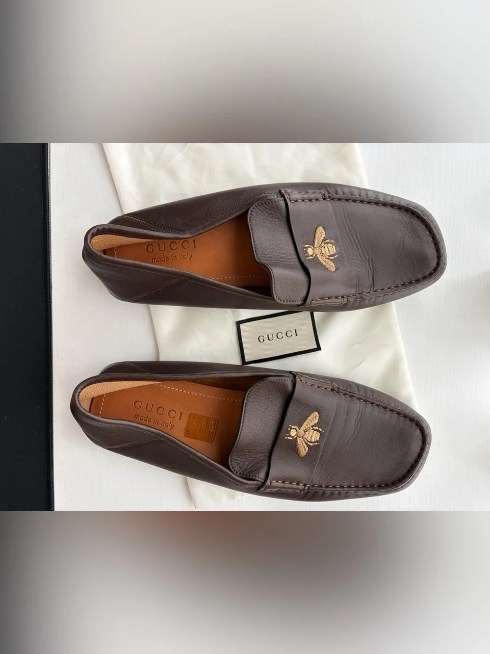 Gucci men’s driving loafers bee sz UK 8 US 9